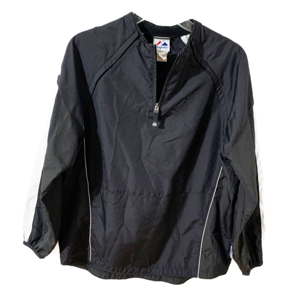 Majestic Cool Base Convertible Gamer Jacket Zip Off Arms 1/4 Zip Baseball 1J4Y